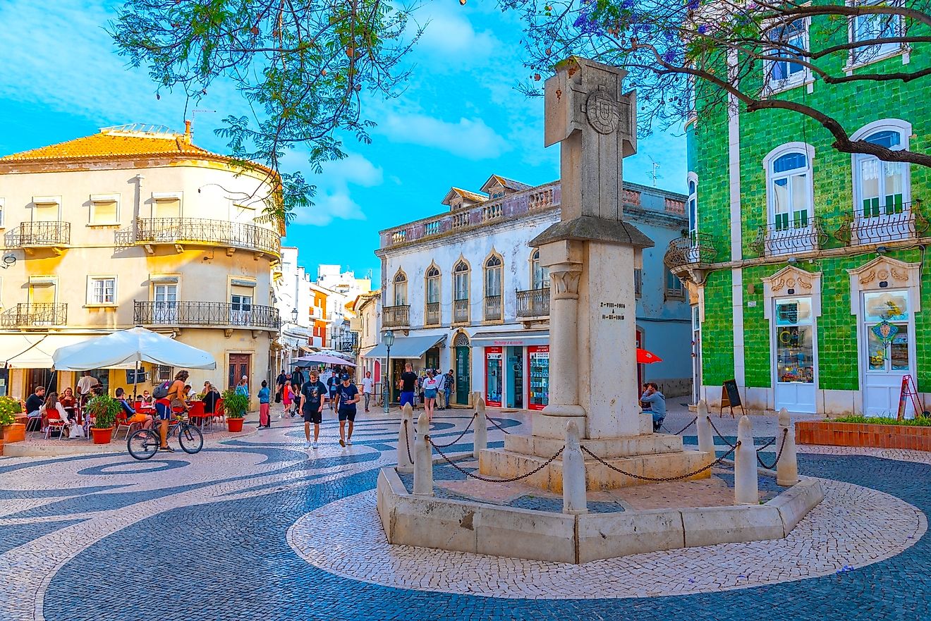 Commercial street of the old town of Lagos, Portugal.