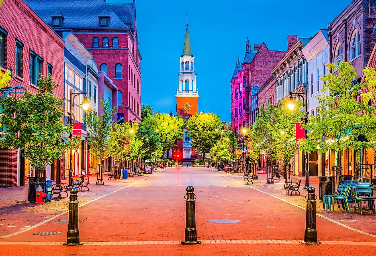 Burlington, Vermont, USA at Church Street Marketplace.