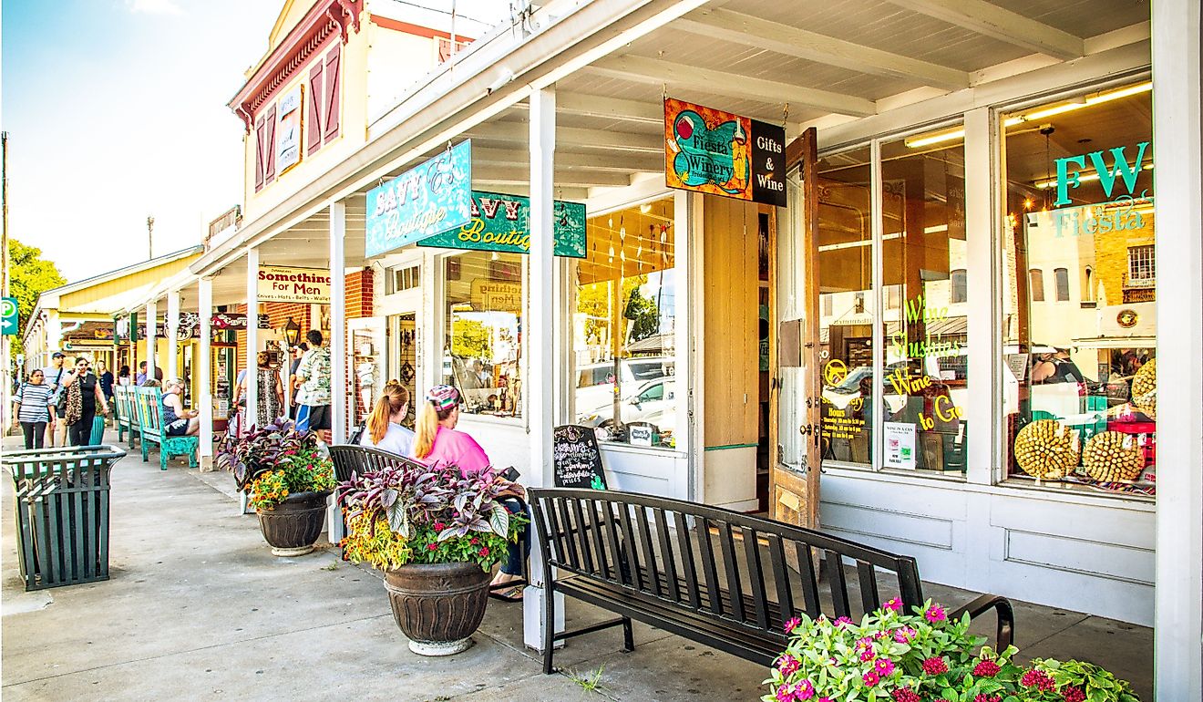 The Main Street in Fredericksburg, Texas, also known as "The Magic Mile." Editorial credit: ShengYing Lin / Shutterstock.com