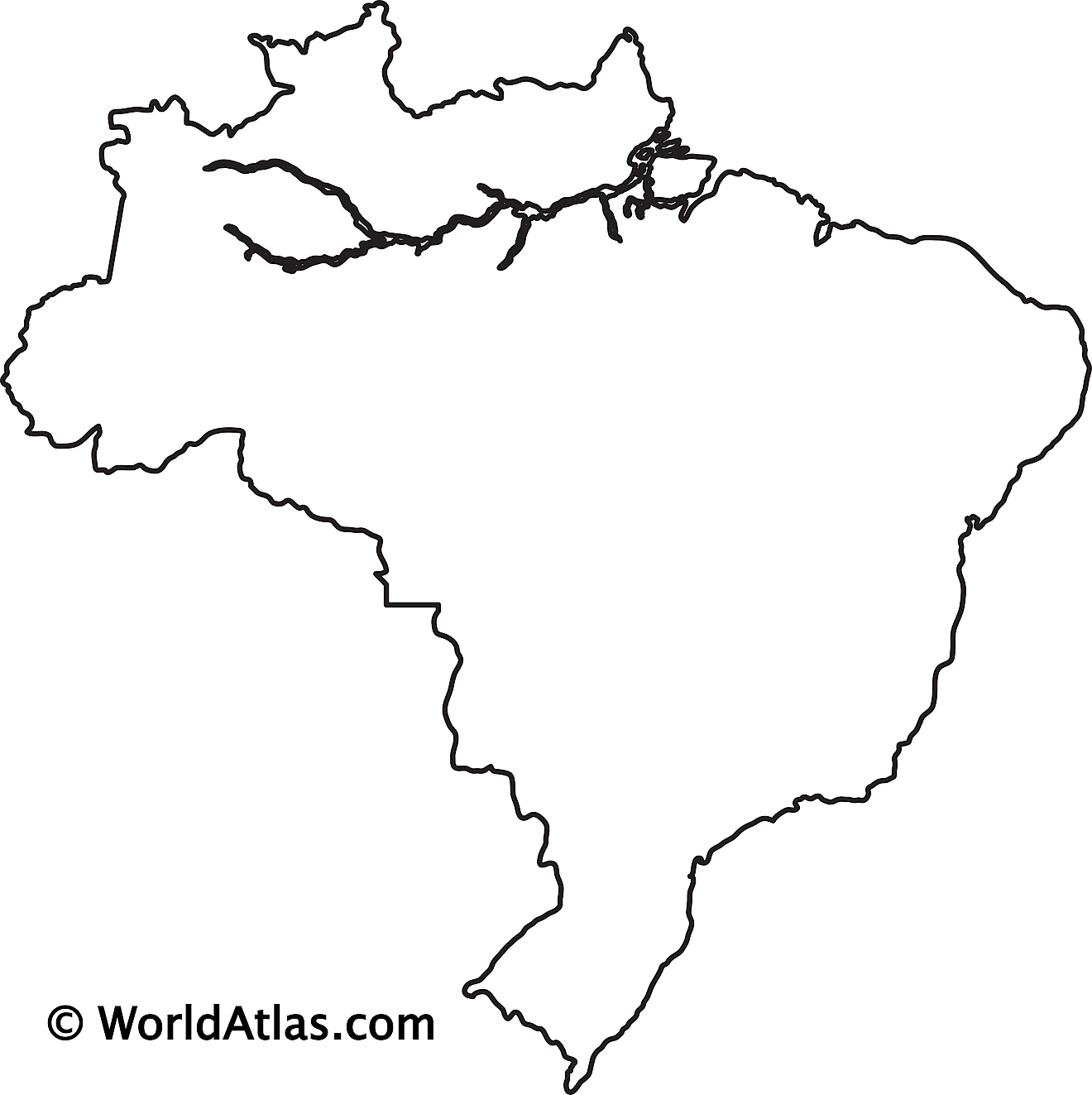 Mapa de contorno en blanco de Brasil