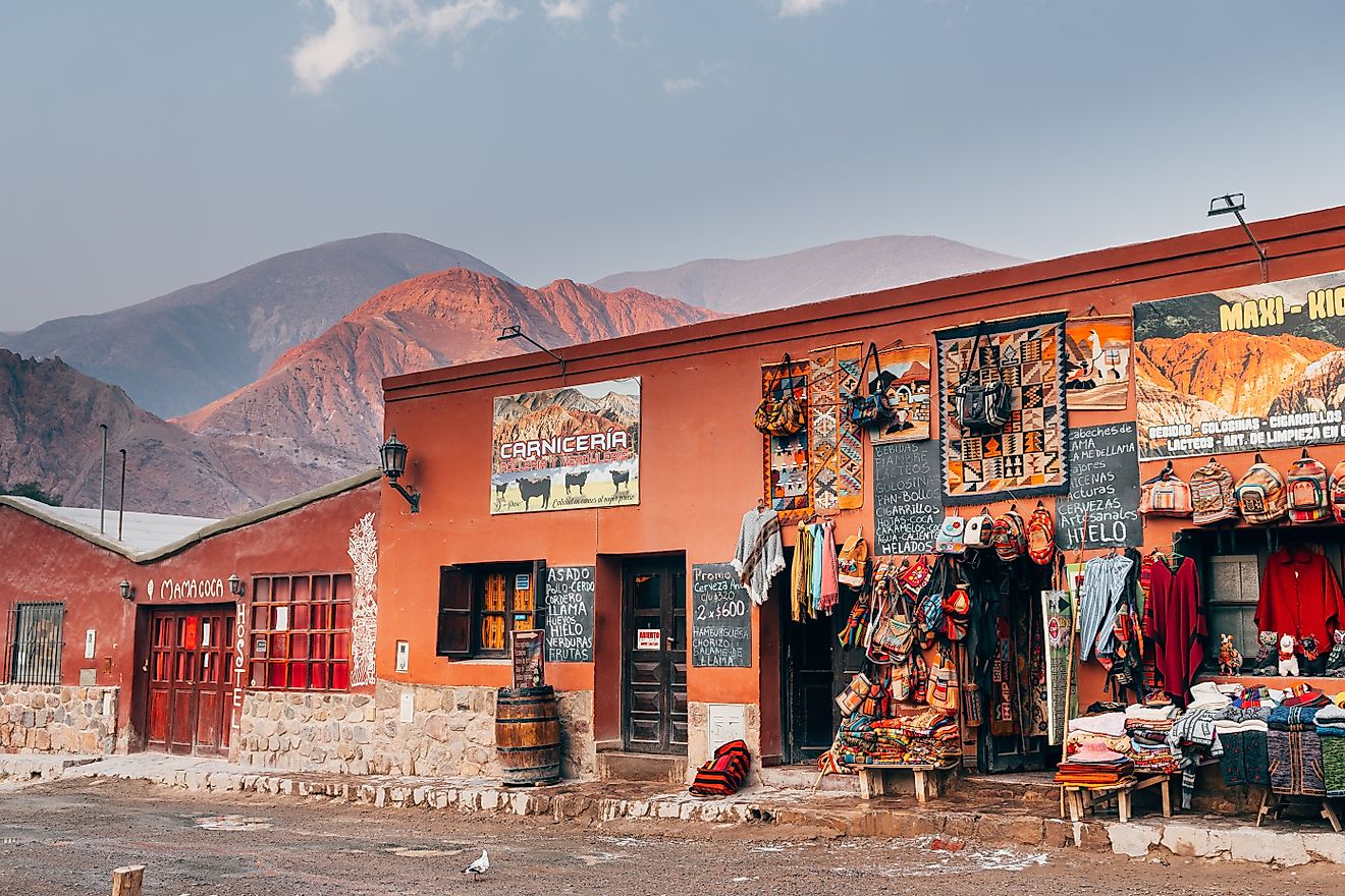 Street view of Purmamarca, a native town in northern Argentina. Editorial credit: Jon Chica / Shutterstock.com