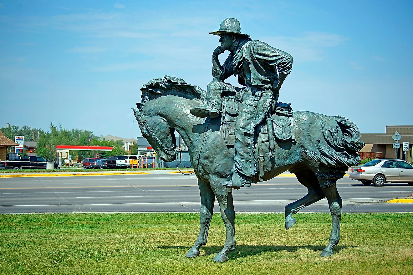 Cowboy statue in Lander, Wyoming. Image: Fsendek / Shutterstock. 