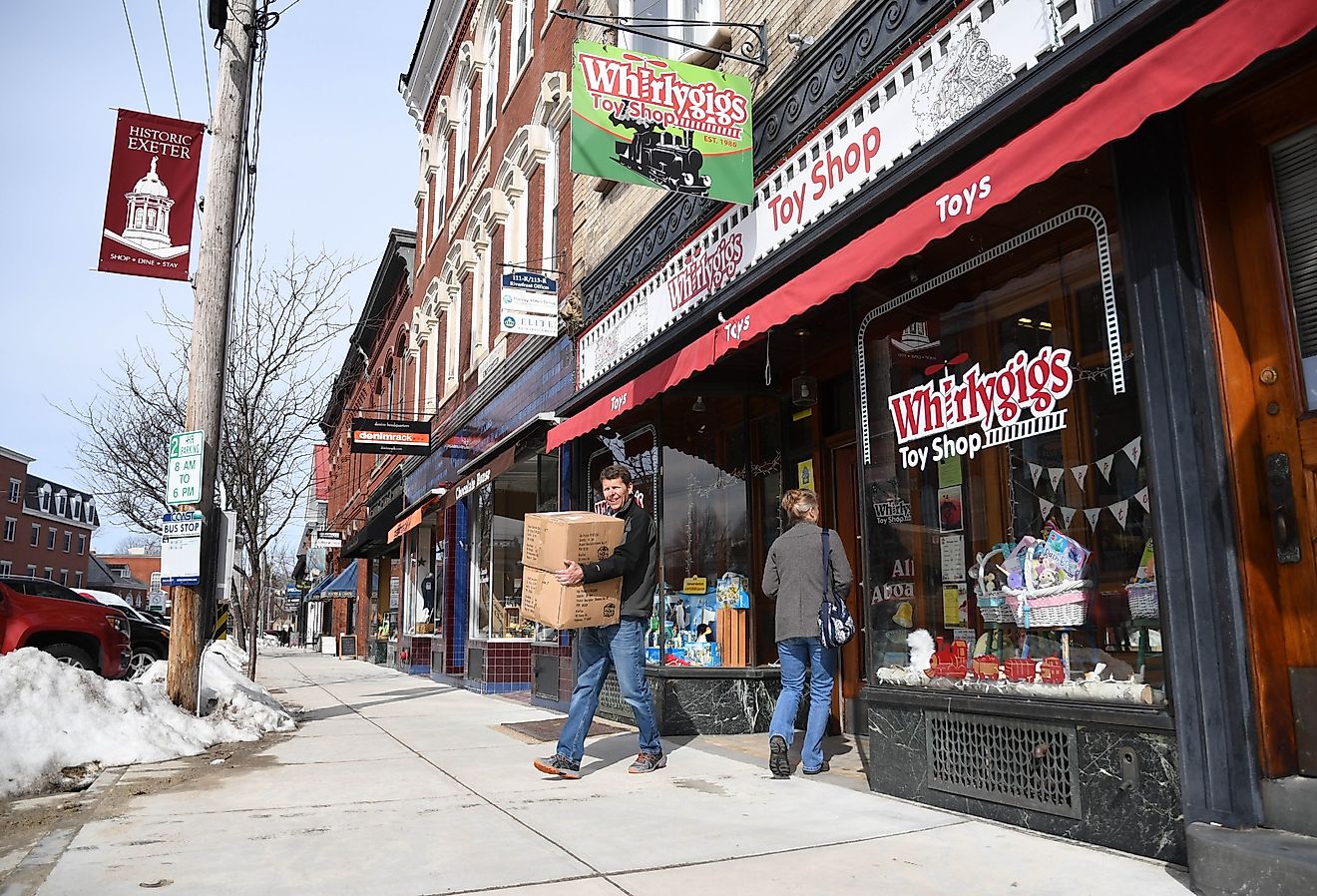 An independent toy store in downtown Exeter, New Hampshire. Image credit Andrew Cline via Shutterstock