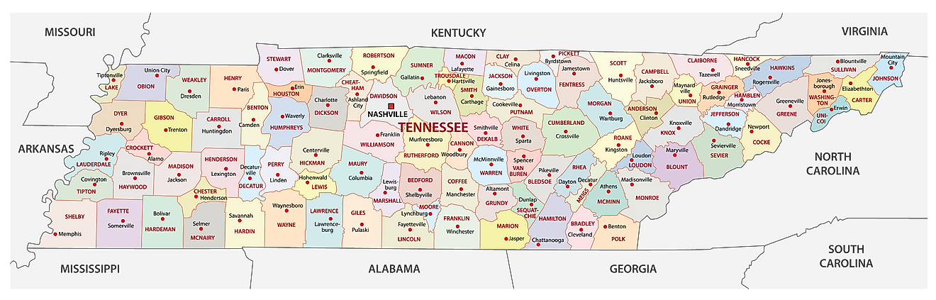 Tennessee Map With Counties