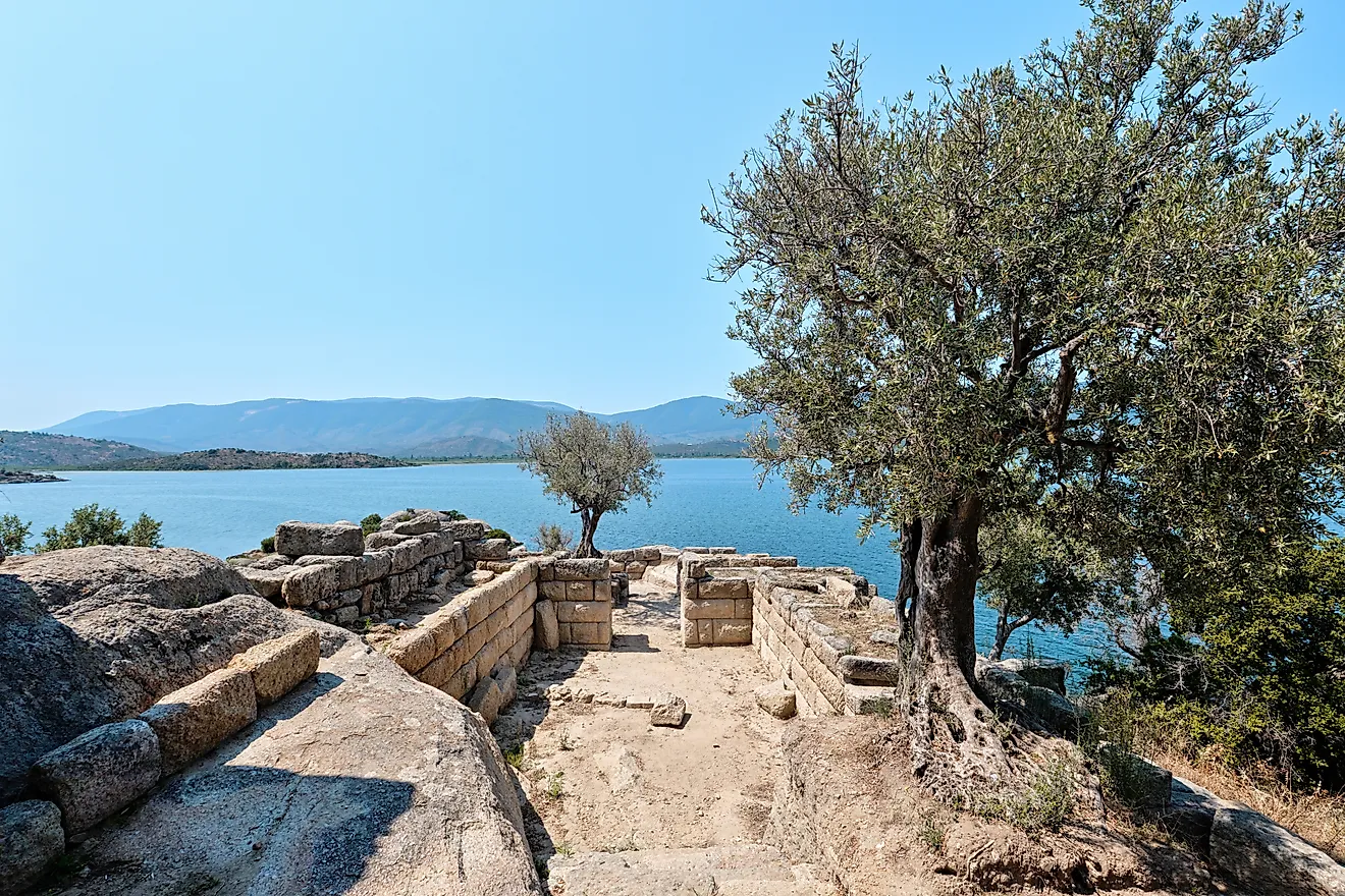 The ruins of ancient city of Herakleia Latmos in Bafa, Turkey
