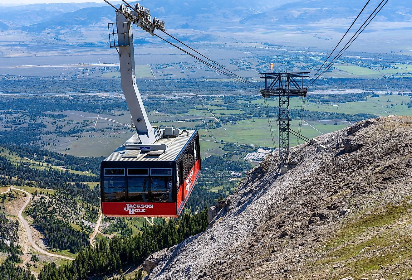 Aerial Tram taking visitors and tourist up to the Mountain in Jackson Hole, Wyoming. Image credit Kyle J Little via Shutterstock