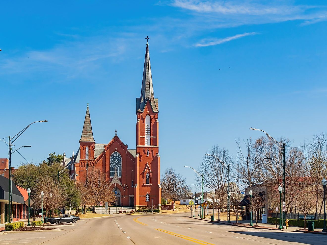 Sunny view of the Immaculate Conception Church in Fort Smith, Arkansas.