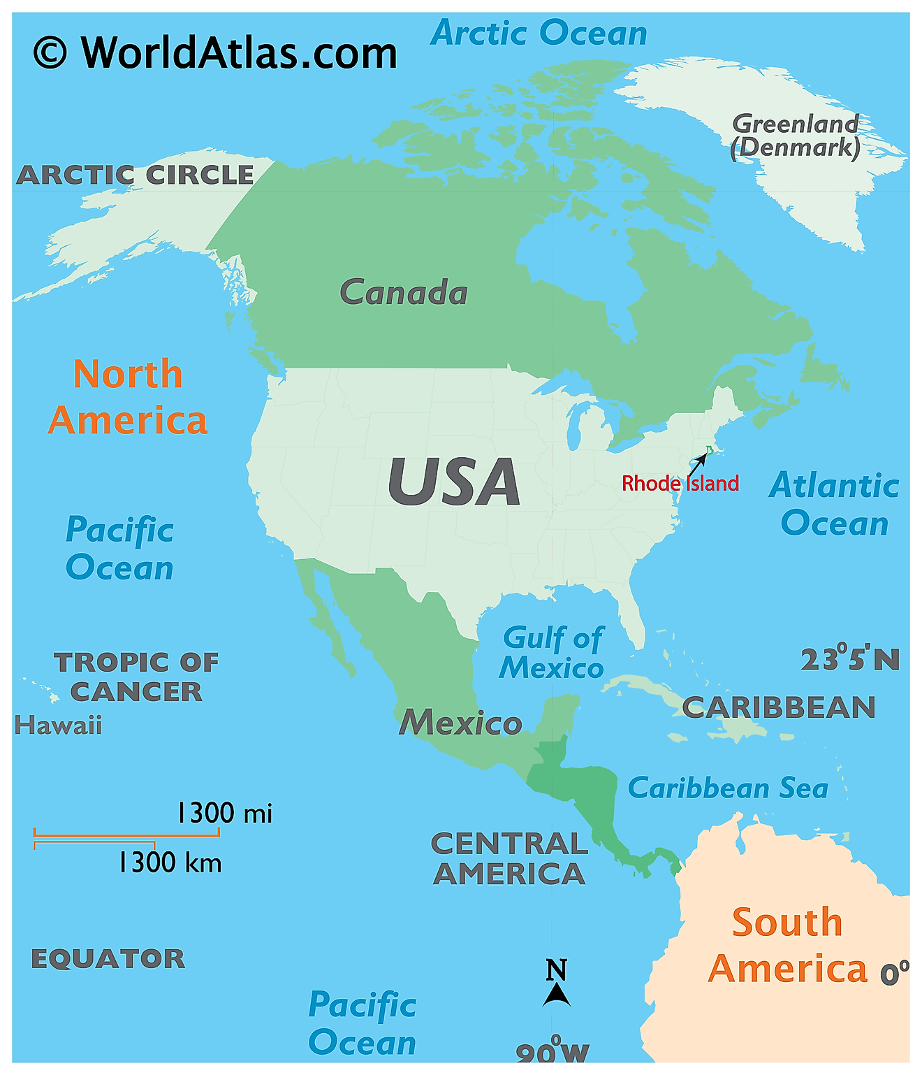 显示罗德岛州在世界上的位置的地图。