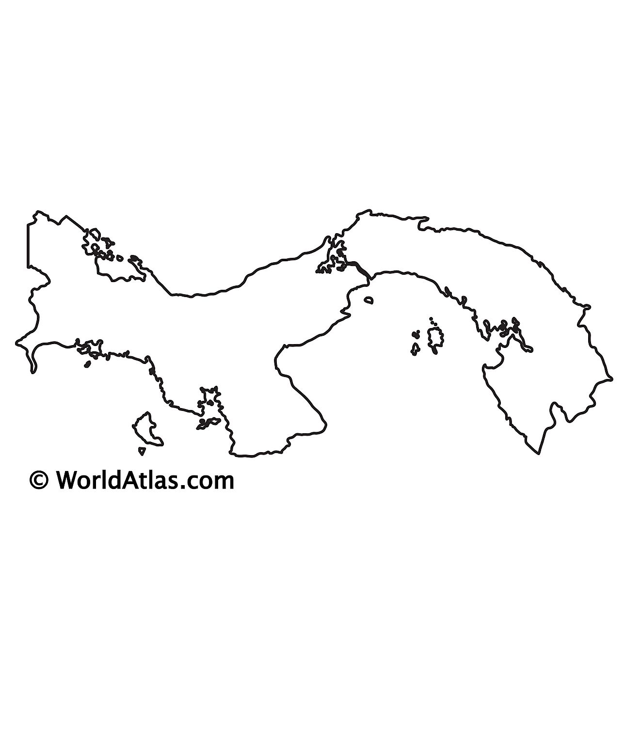 Blank Outline Map of Panama