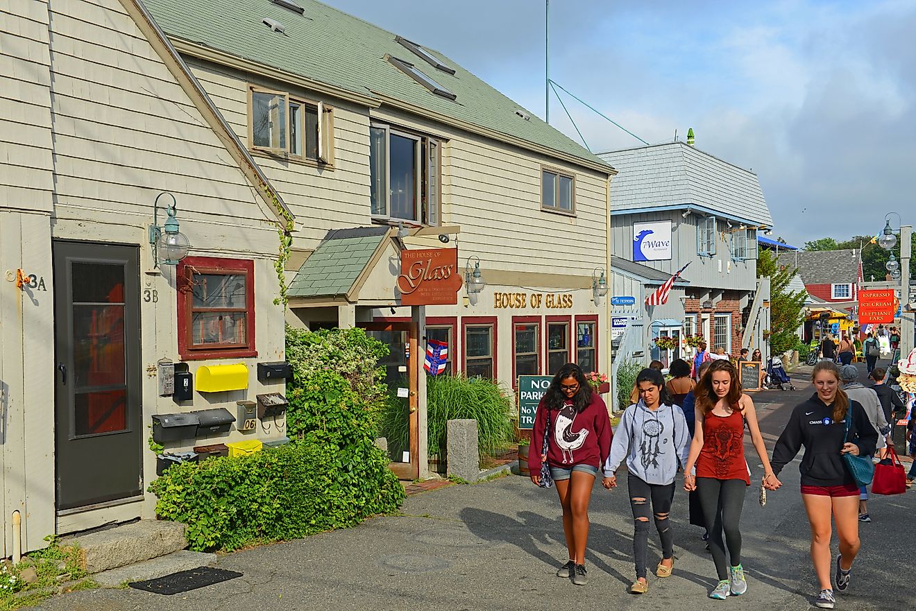 Historic gallery on Bearskin Neck in downtown Rockport, Massachusetts. Editorial credit: Wangkun Jia / Shutterstock.com