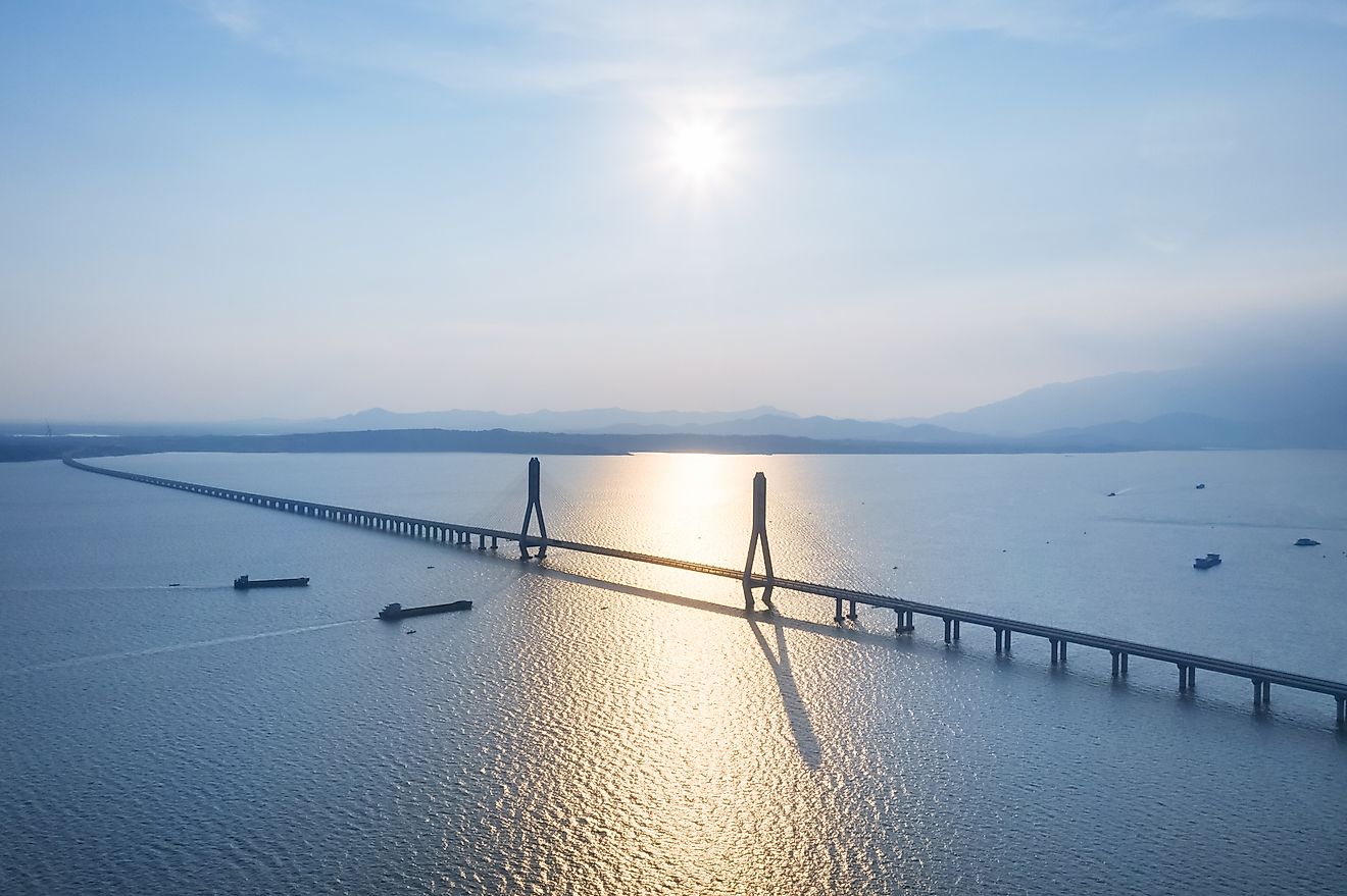 Aerial view of Poyang Lake in China.