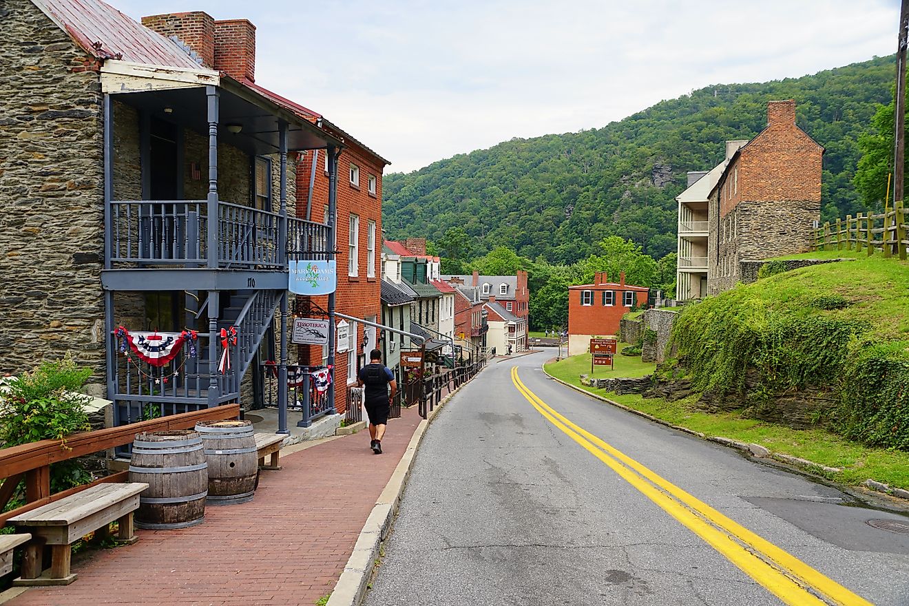 Rustic buildings in the town of Harpers Ferry in West Virginia. Editorial credit: Khairil Azhar Junos / Shutterstock.com