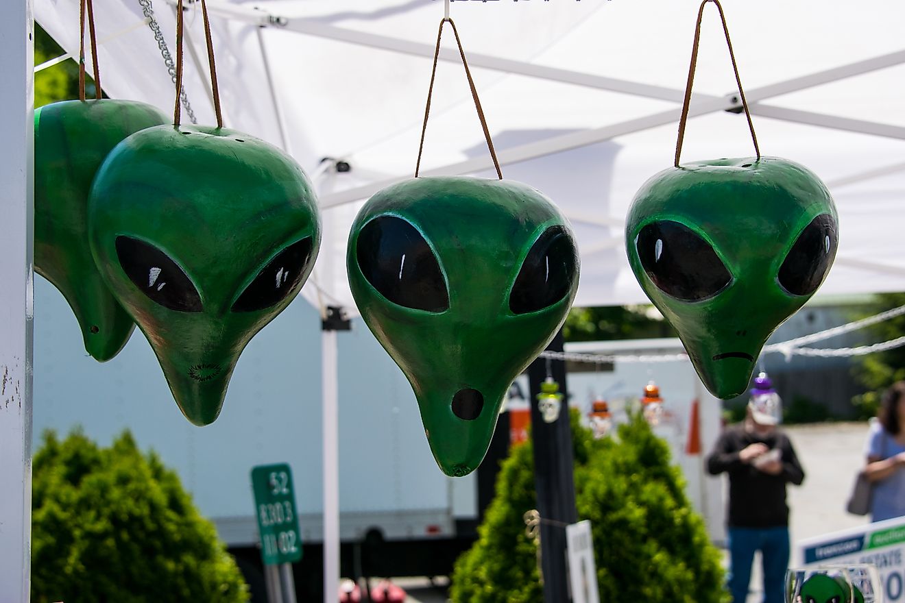 Pine Bush, NY: Annual UFO Fair celebrating the town's history as a UFO hotspot with themed decorations. Image Credit Paul Juser via Shutterstock.