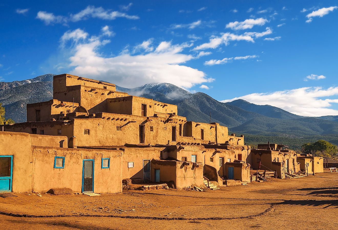 Ancient dwellings of UNESCO World Heritage Site, Taos Pueblo in New Mexico.