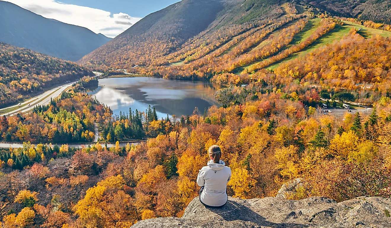 Fall colours in Franconia Notch State Park.