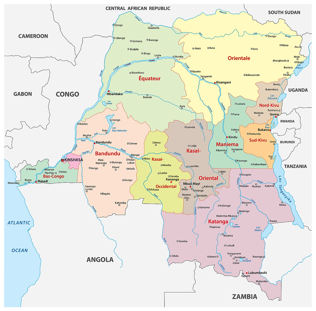Provinces Of Drc Map 