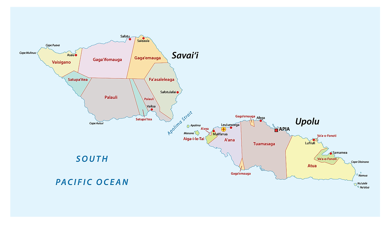 Samoa Political Map 
