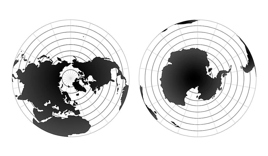 north and south pole map