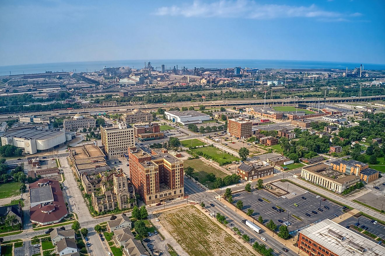 Aerial view of Gary, Indiana.