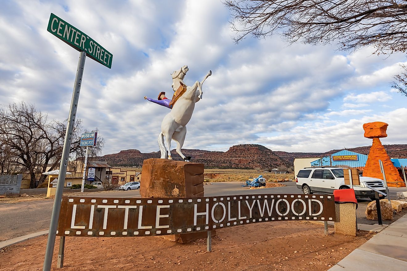 Morning view of the Little Hollywood sign in Kanab, Utah. Editorial credit: Kit Leong / Shutterstock.com.