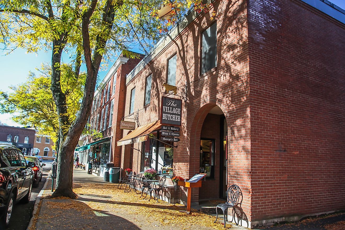 The Village Butcher shop storefront in Woodstock, Vermont. Editorial credit: Miro Vrlik Photography / Shutterstock.com