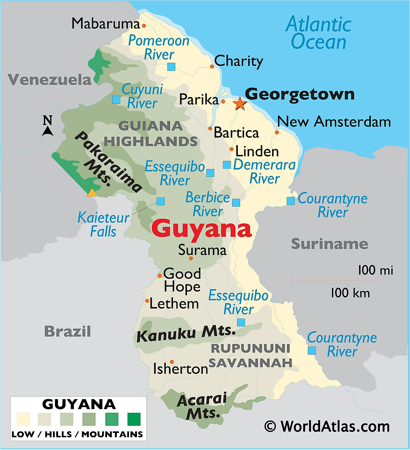 Map Of Guyana Showing Mountains Guyana Maps & Facts - World Atlas