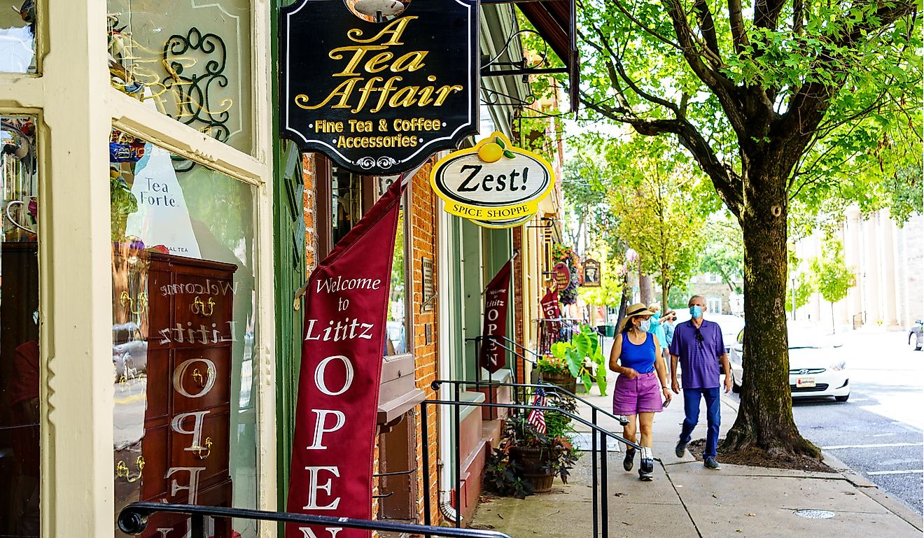 Named the Coolest small town in America, Lititz features small shops and restaurants in its downtown area. Editorial credit: George Sheldon / Shutterstock.com