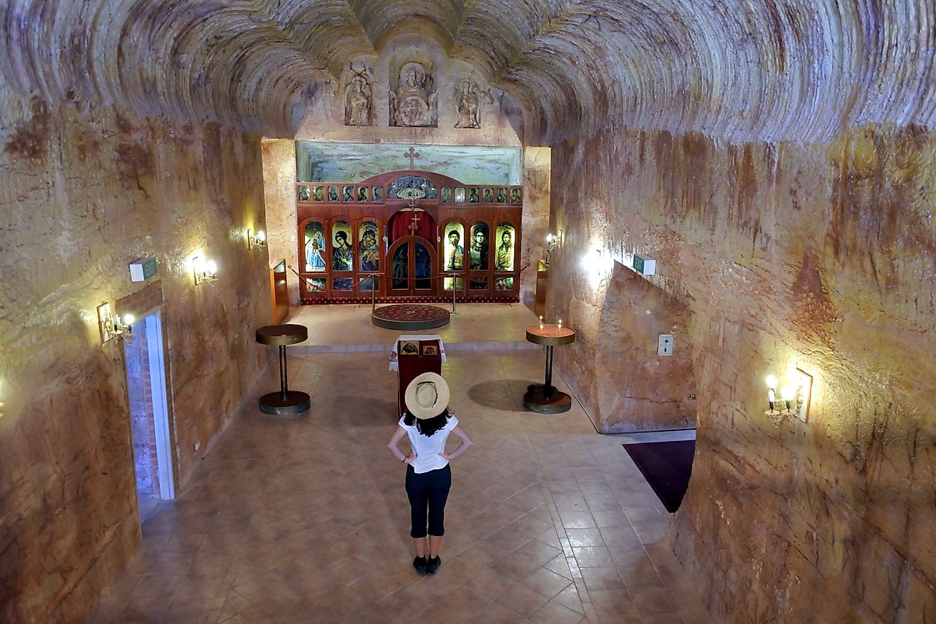 A church below ground in Coober Pedy, South Australia. Editorial credit: ChameleonsEye / Shutterstock.com