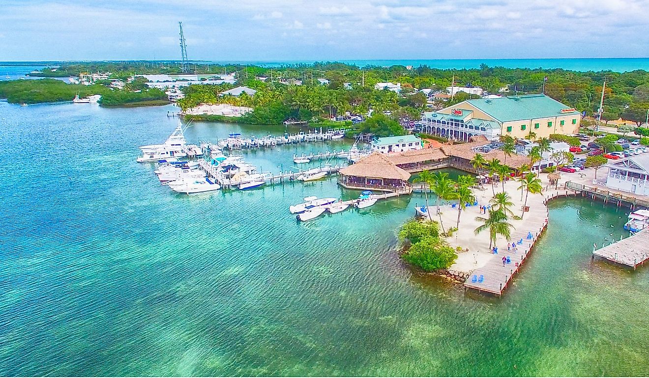 Islamorada coastline, aerial view of Florida.