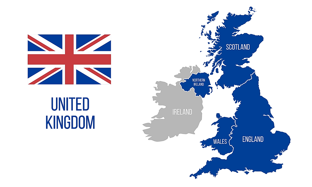 United Kingdom Map And Flag 