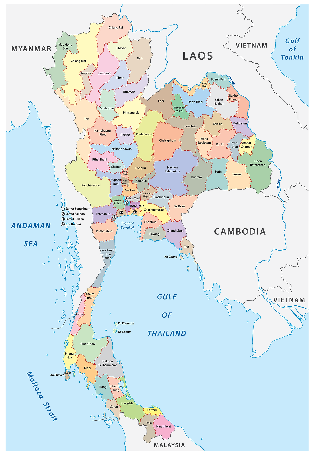 Provinces Of Thailand Map 