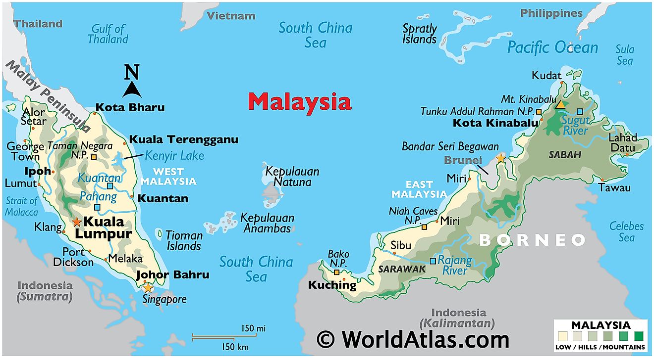 Peta Borneo Sabah Sarawak Malaysia Maps & Facts - World Atlas
