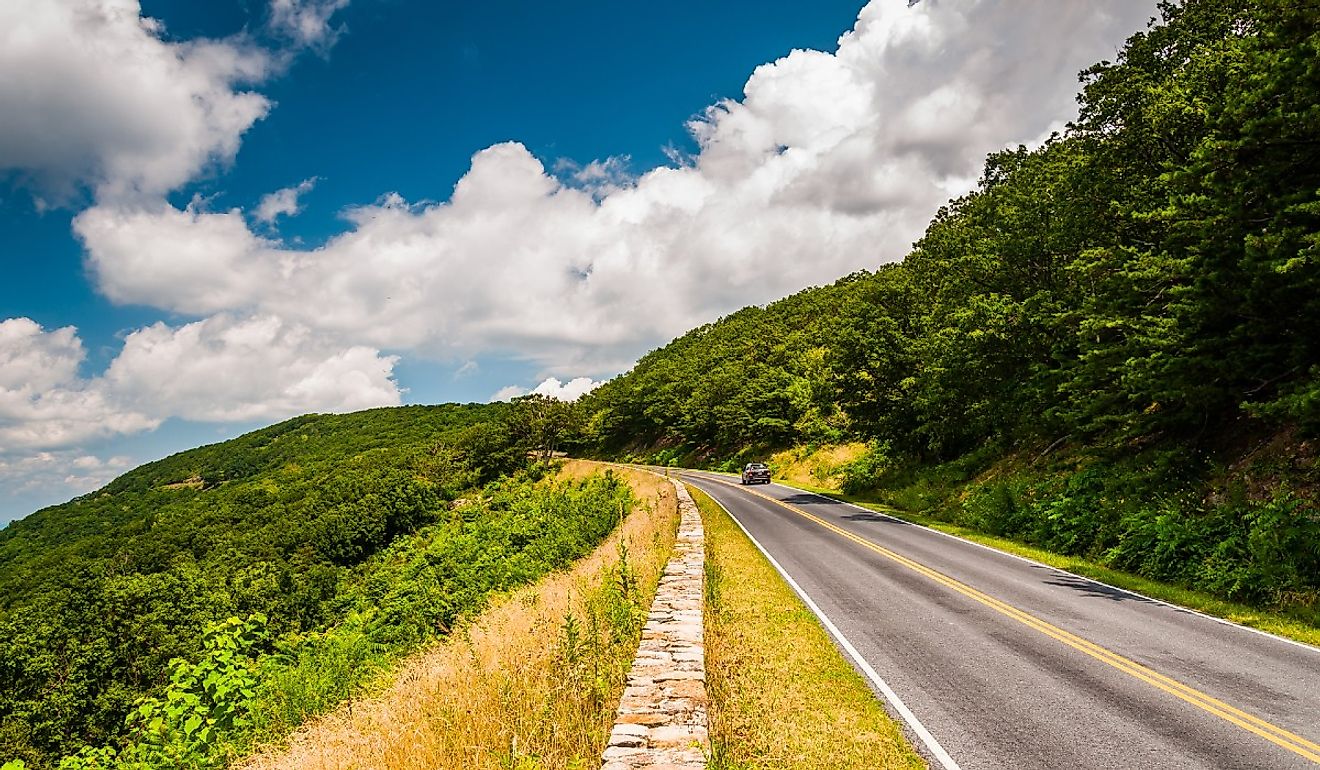 Famous Skyline Drive, in Shenandoah National Park, Virginia, in the summertime. 