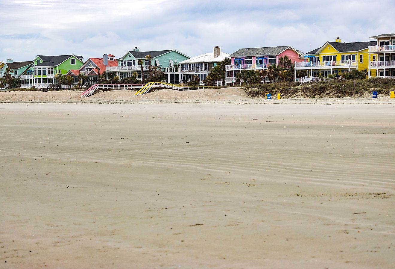 Colorful beach houses on the Isle of Palms, South Carolina.