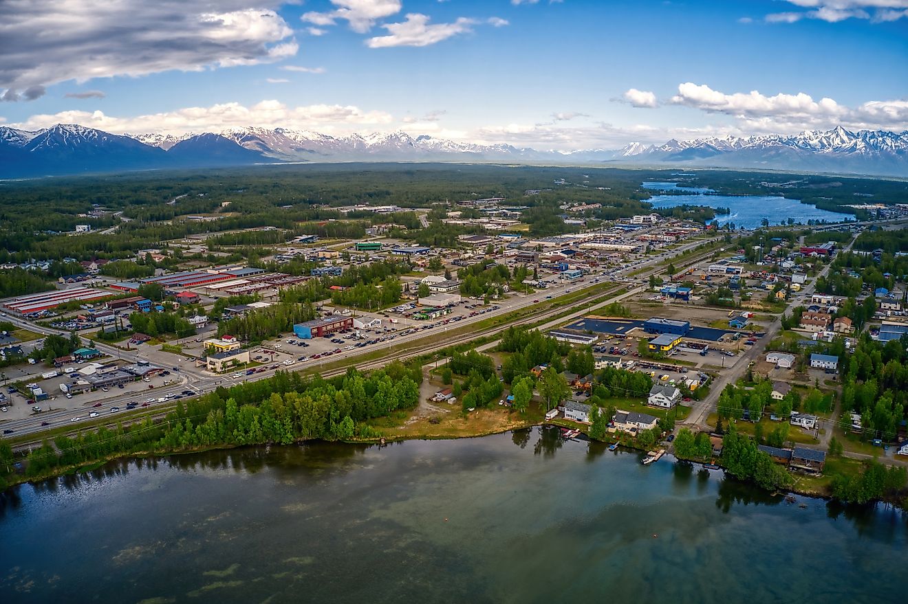 Aerial view of downtown Wasilla, Alaska