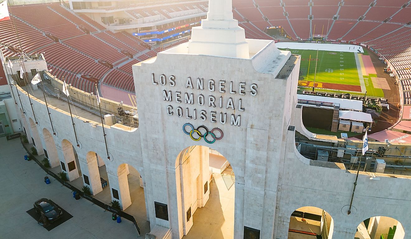 Los Angeles Memorial Coliseum, home to USC football, Olympics and other events. Editorial credit: Chad Robertson Media / Shutterstock.com