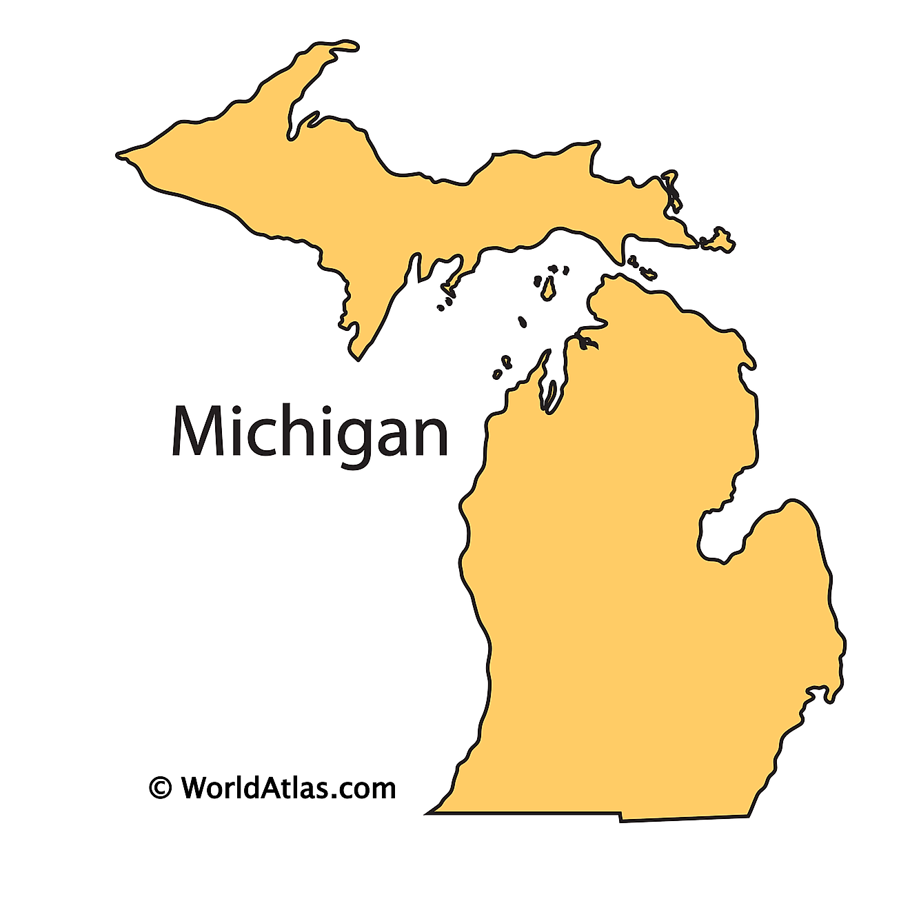 Michigan Map Outline Printable