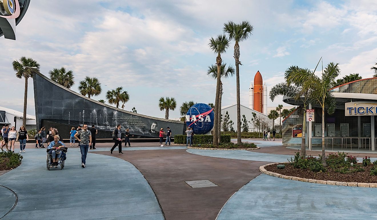 Entry to NASA at Kennedy Space Center, Apollo Saturn V Center at Kennedy Space Center, Florida. Editorial credit: Nadezda Murmakova / Shutterstock.com