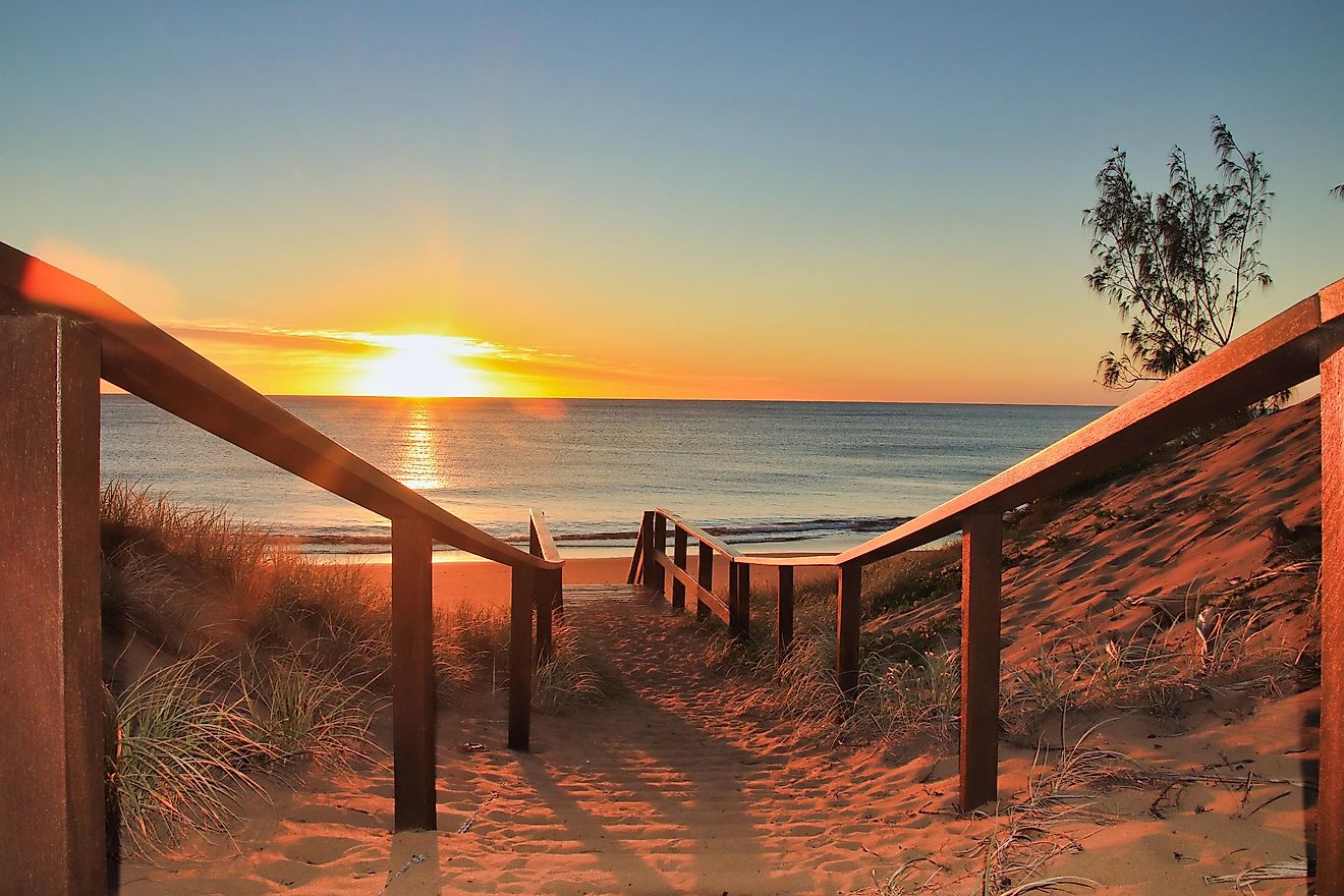 Sunrise at Agnes Waters in the town of 1770, Queensland. Image credit Chris via AdobeStock.