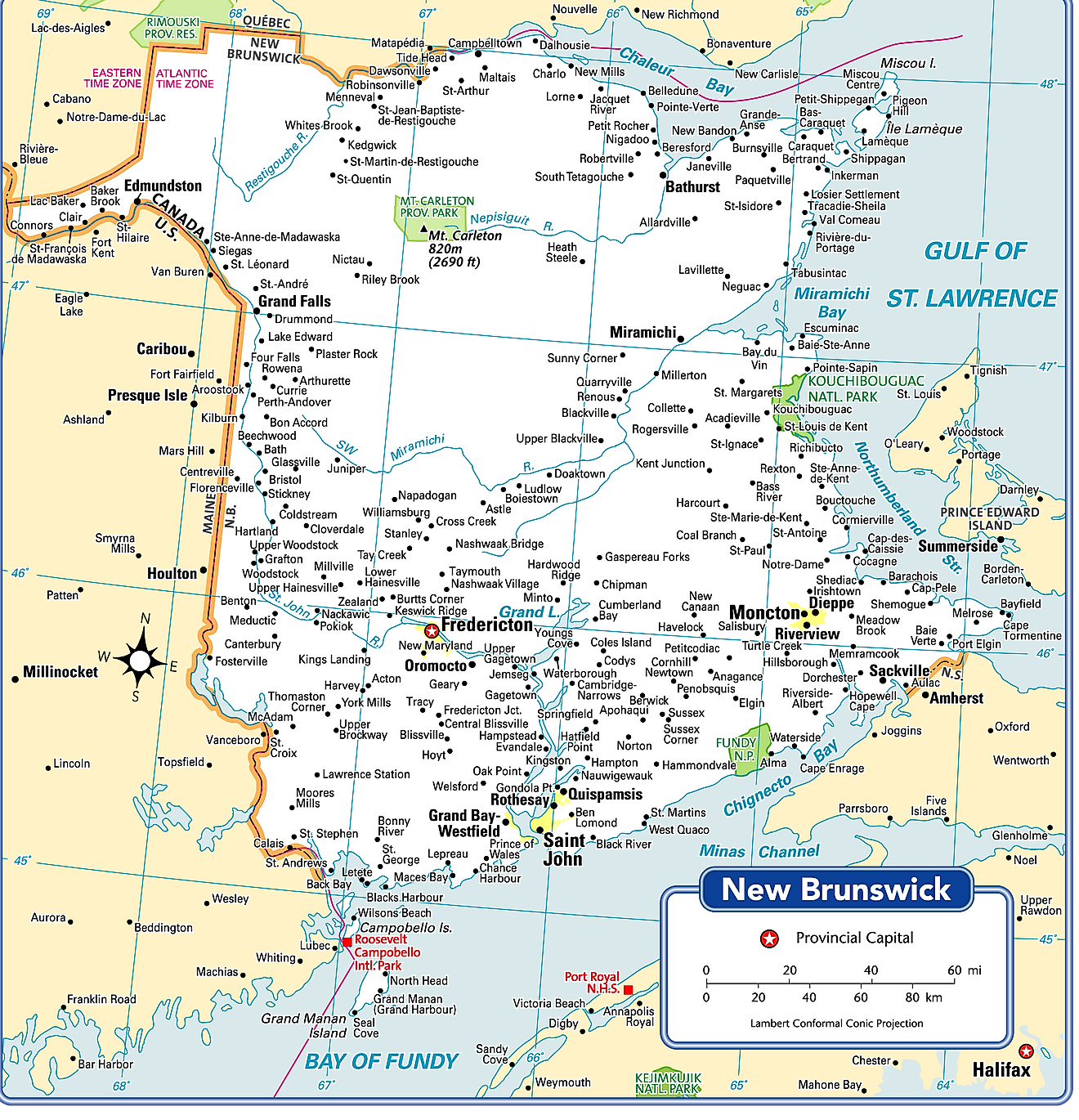 New Brunswick Printable Map