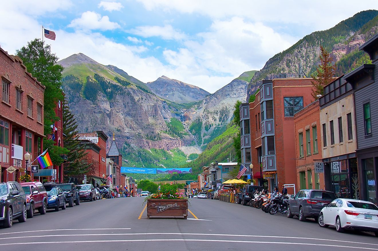 Colorful downtown Telluride, Colorado. Editorial credit: Michael O'Keene / Shutterstock.com