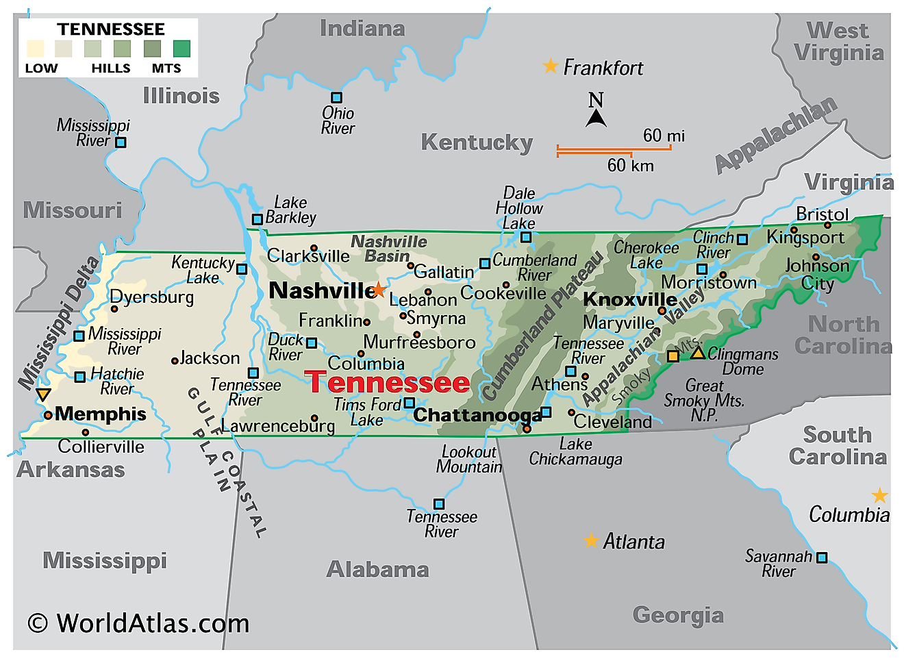 Map Of The State Of Tennessee - World Map