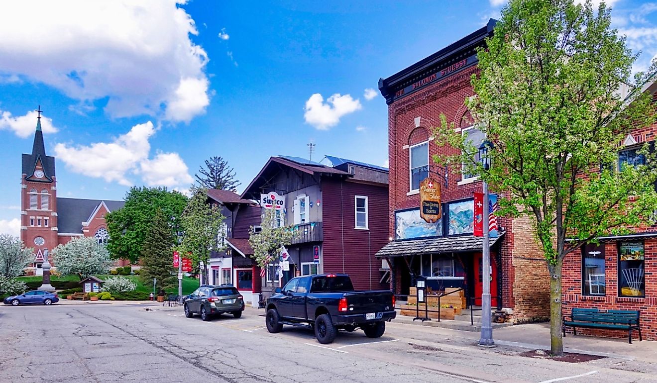 Shops in New Glarus, Wisconsin.