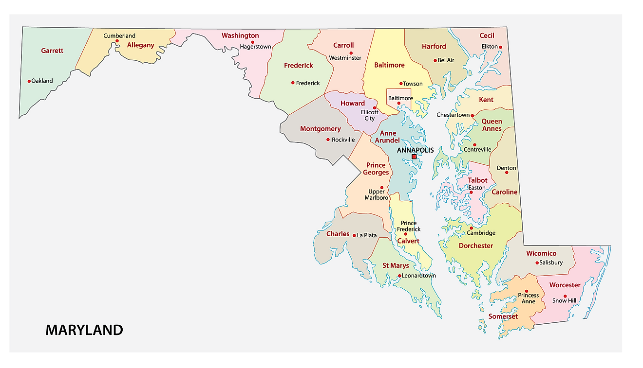Map Of Md Counties Maryland Maps & Facts - World Atlas