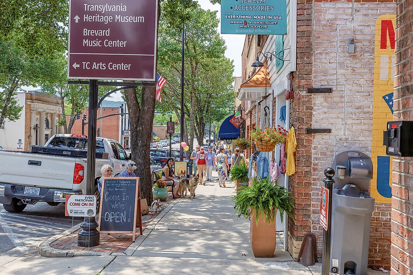 Main street in Brevard, North Carolina, via Dee Browning / Shutterstock.com