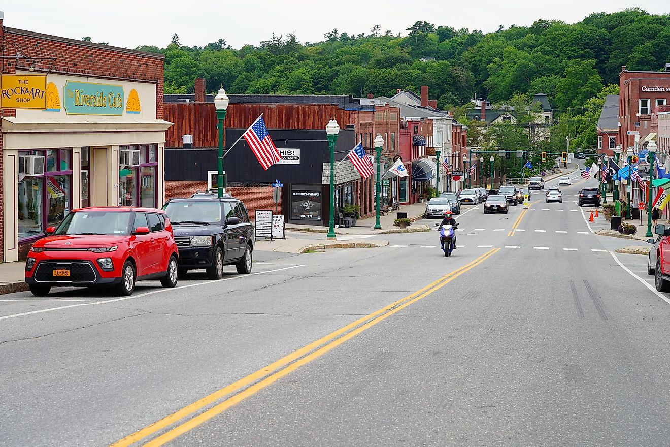 View of downtown Ellsworth, a city in Hancock County, Maine