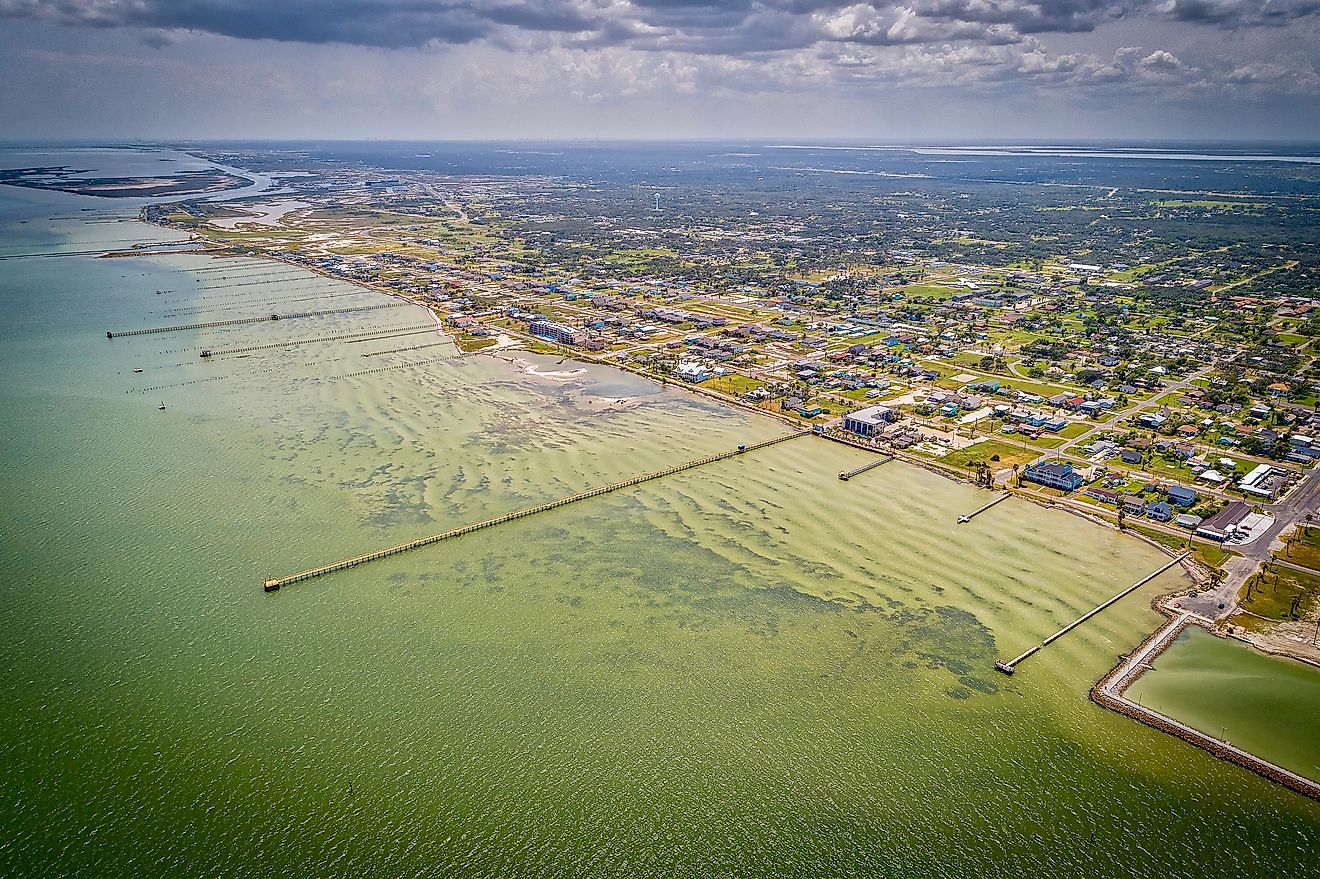 Aerial view of Rockport, Texas.