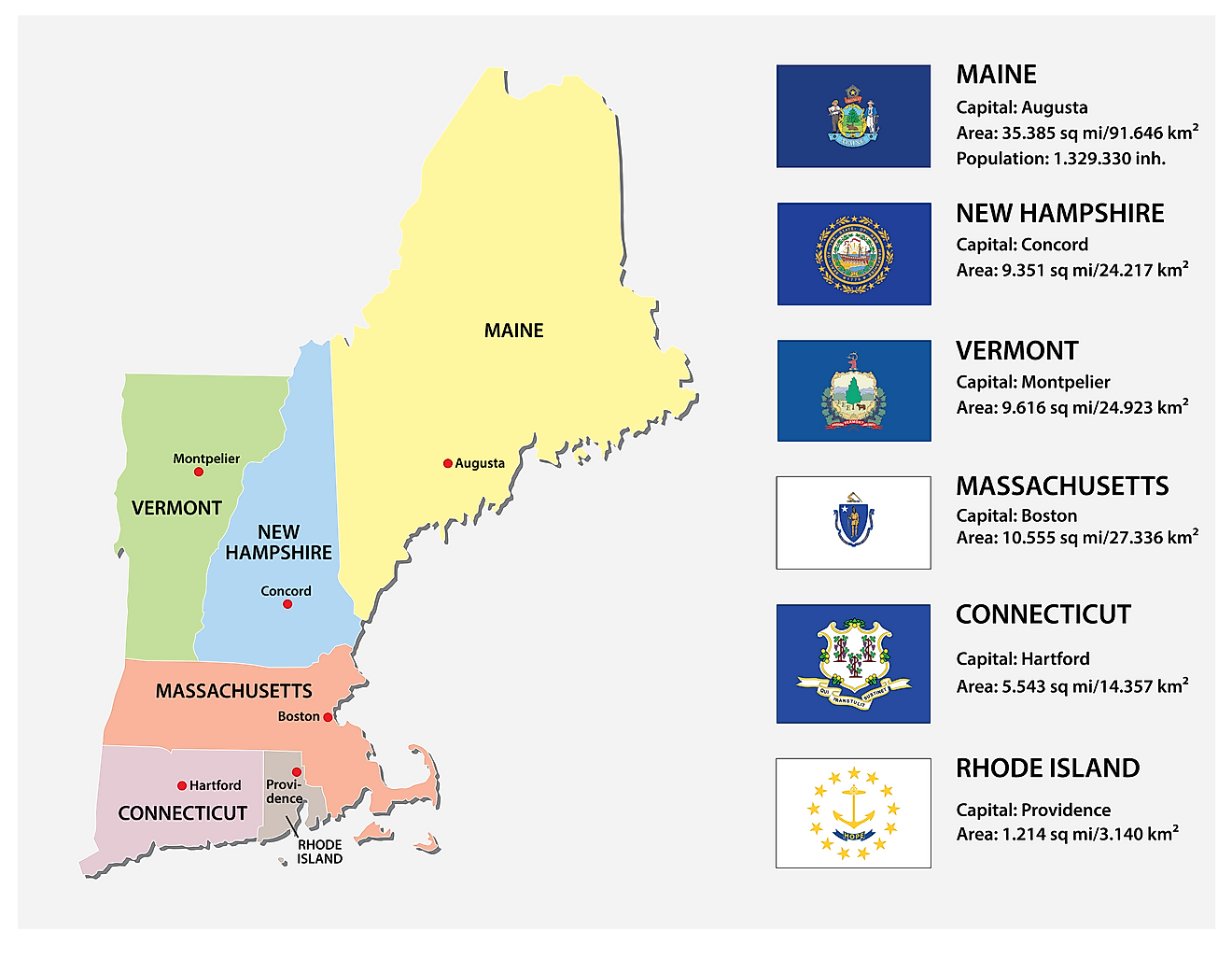 Map Of New England States Usa - Tony Aigneis