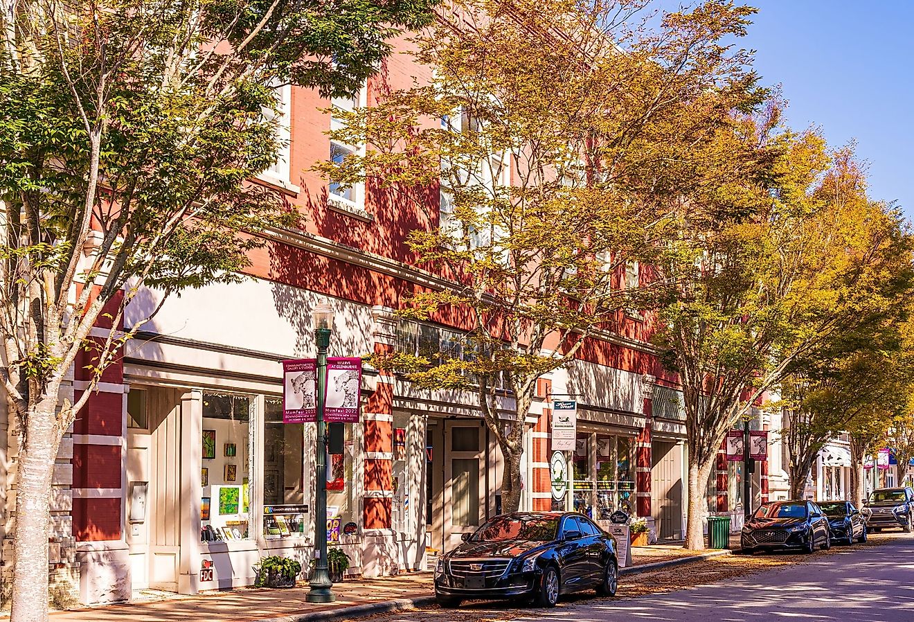 Shady Trees line the sidewalk in the New Bern Historic District.