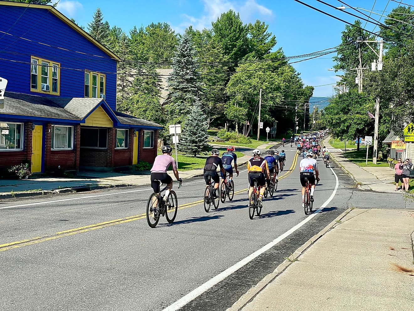 Bikers in the Adirondacks, New York. Editorial credit: Theplantedwanderer / Shutterstock.com